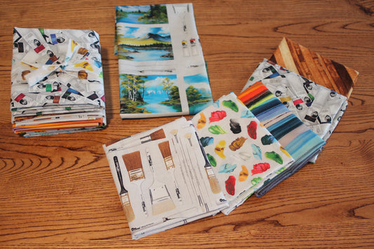 Bob Ross Art Fabric Bundle ~ 6 Fat Quarters